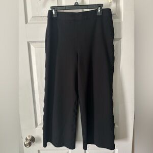 Spanx The Perfect Pants Large Petite Black Stretch Pull On Cropped Wide Leg